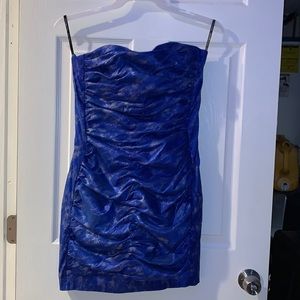 Blue Strapless Party Dress